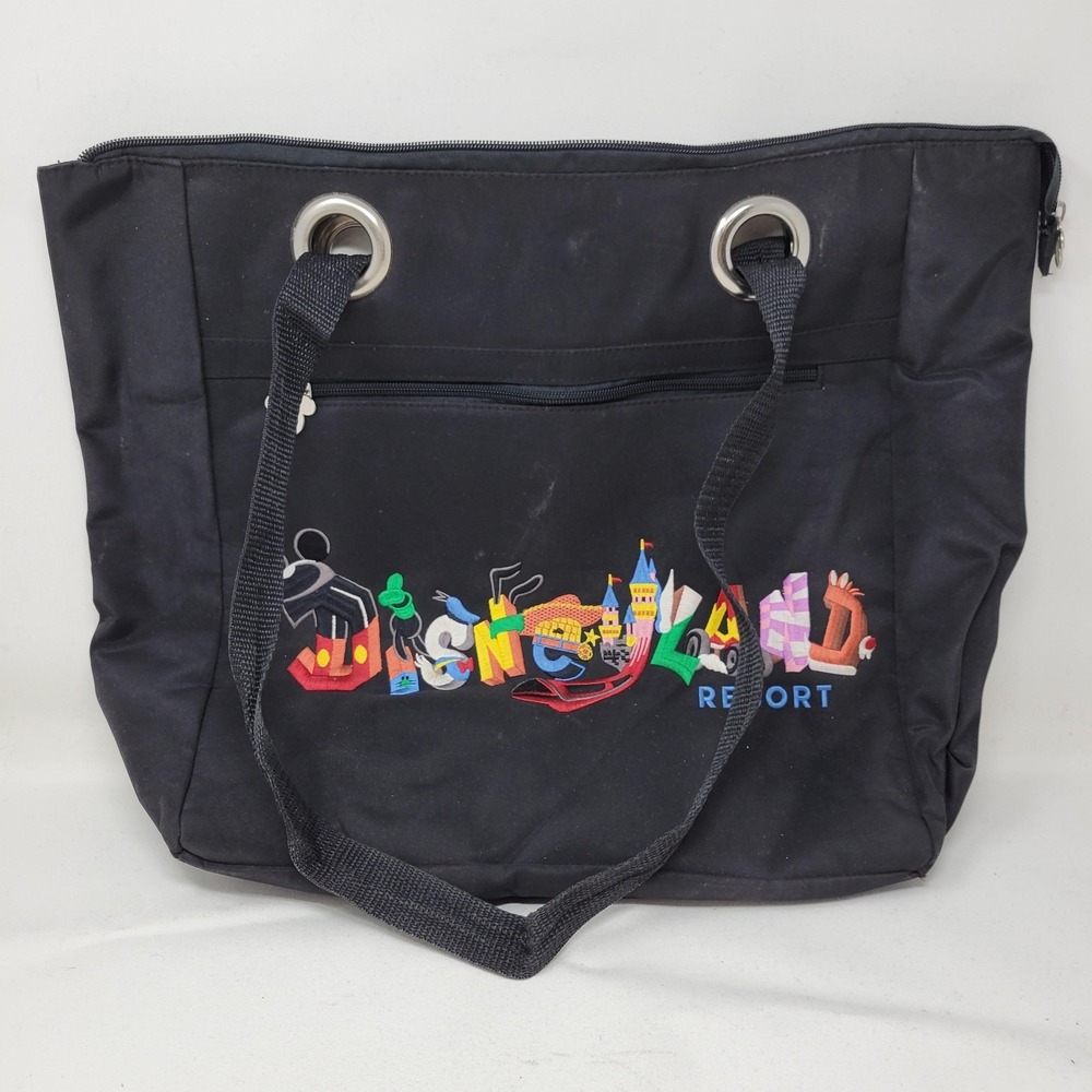 Disney Tote Bag Womens Large Black Disneyland Resort‎ Mickey Mouse Zip Travel